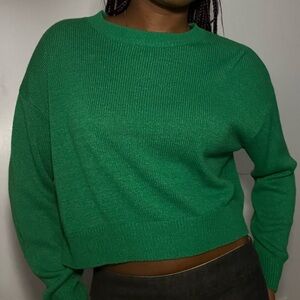 Cropped Green Women's Knit Sweater